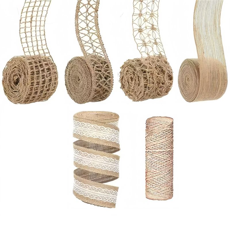 Twine Jute Natural - WORTHOWN-5 Rolls 13Ft Burlap Ribbon Wired